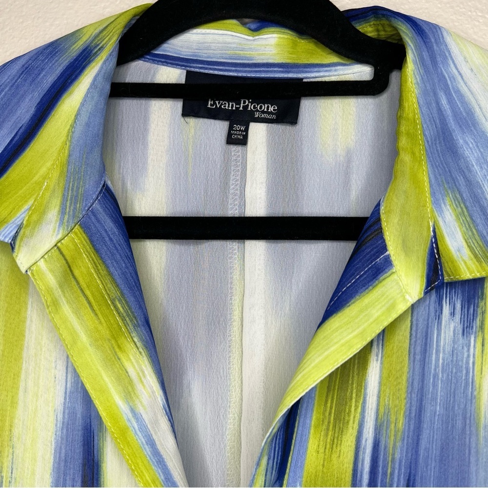 Evan Picone Blue and Green Patterned Dress - Picture 5 of 11